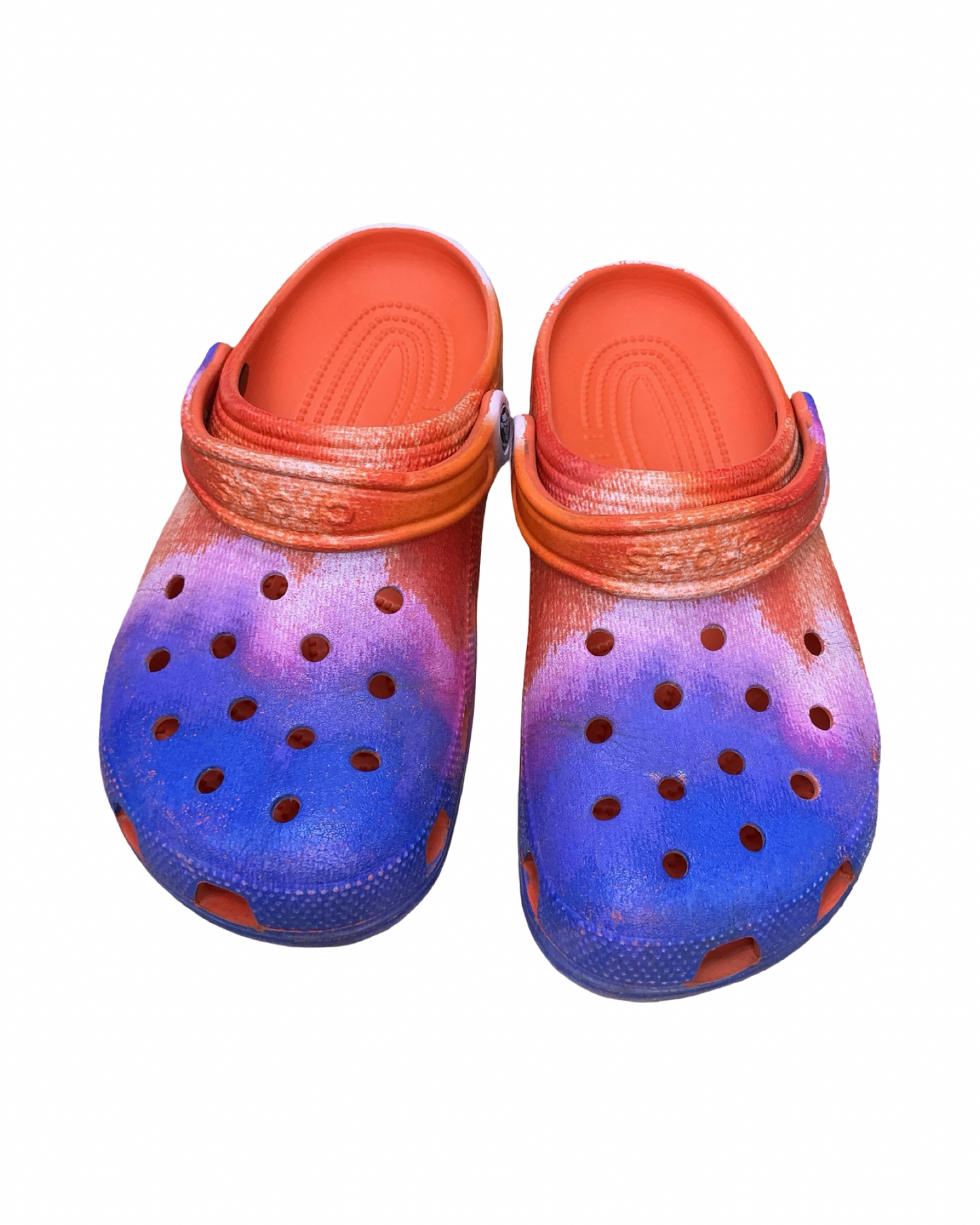 Shoes Flats By Crocs In Orange & Purple, Size:9