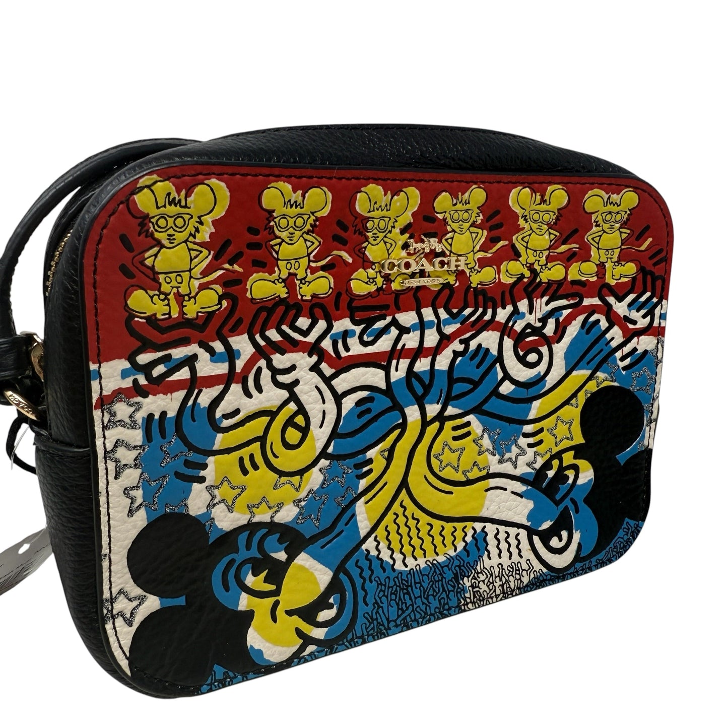 Disney Mickey Mouse X Keith Haring Mini Camera Bag Designer By Coach, Size: Small