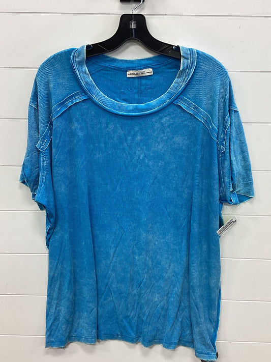 Top Ss By Zenana Outfitters In Blue, Size:1X