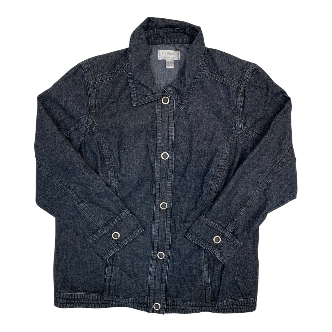 Jacket Denim By Cj Banks In Black Denim, Size:2X