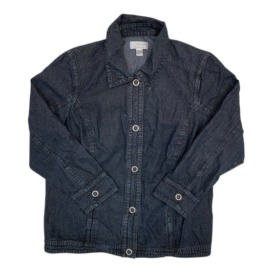 Jacket Denim By Cj Banks In Black Denim, Size:2X