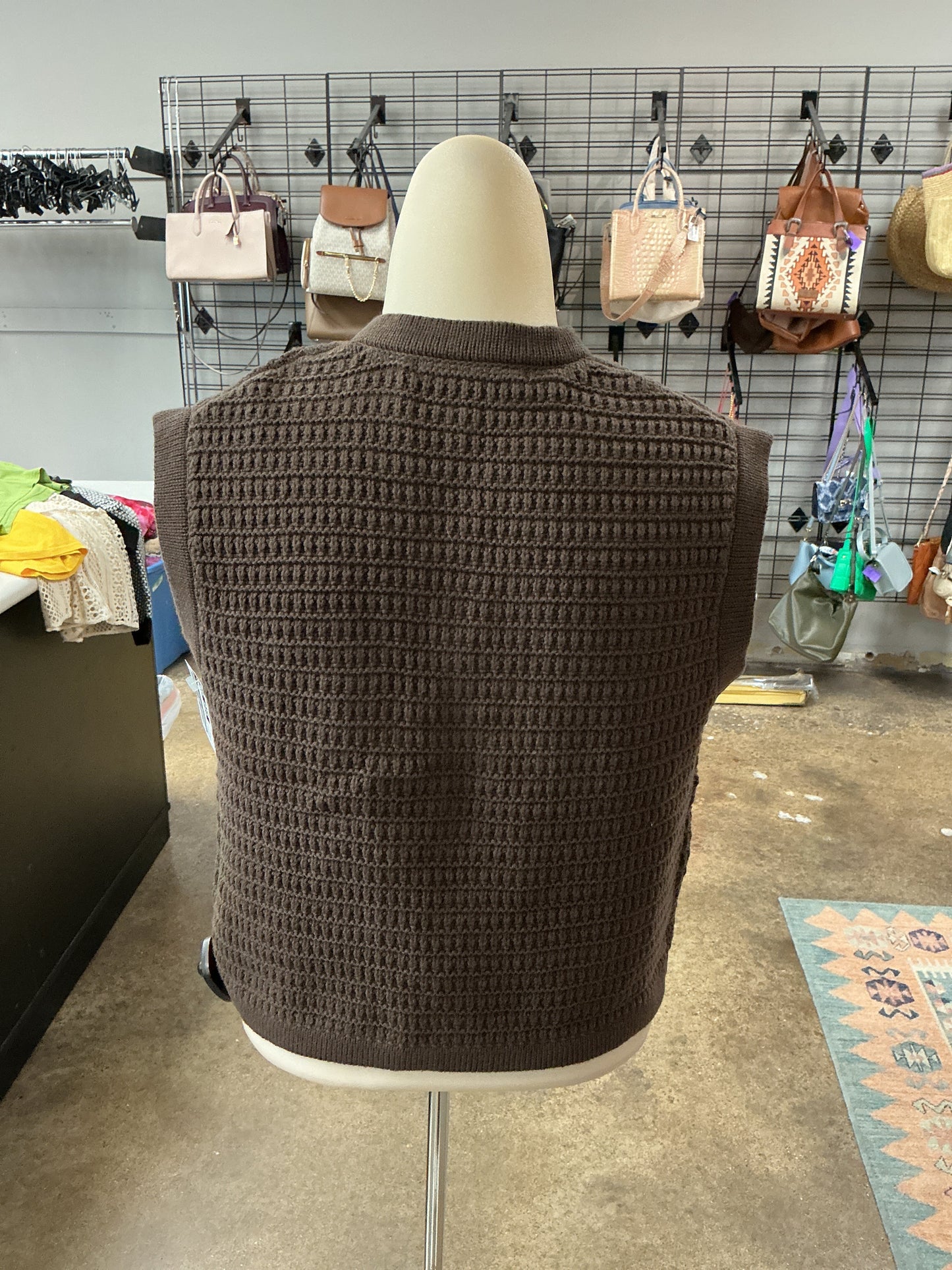 Vest Sweater By Olivaceous In Brown, Size:S