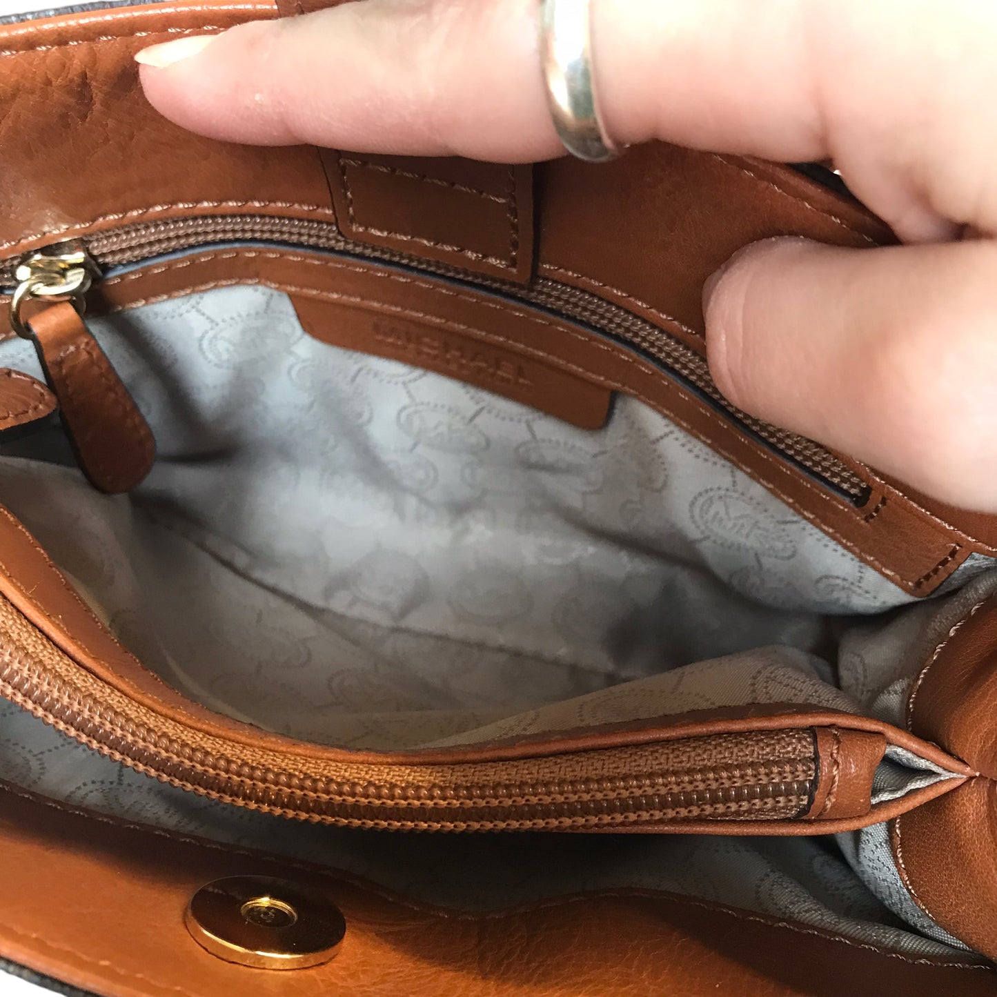 Handbag Designer By Michael Kors In Brown, Size:Small