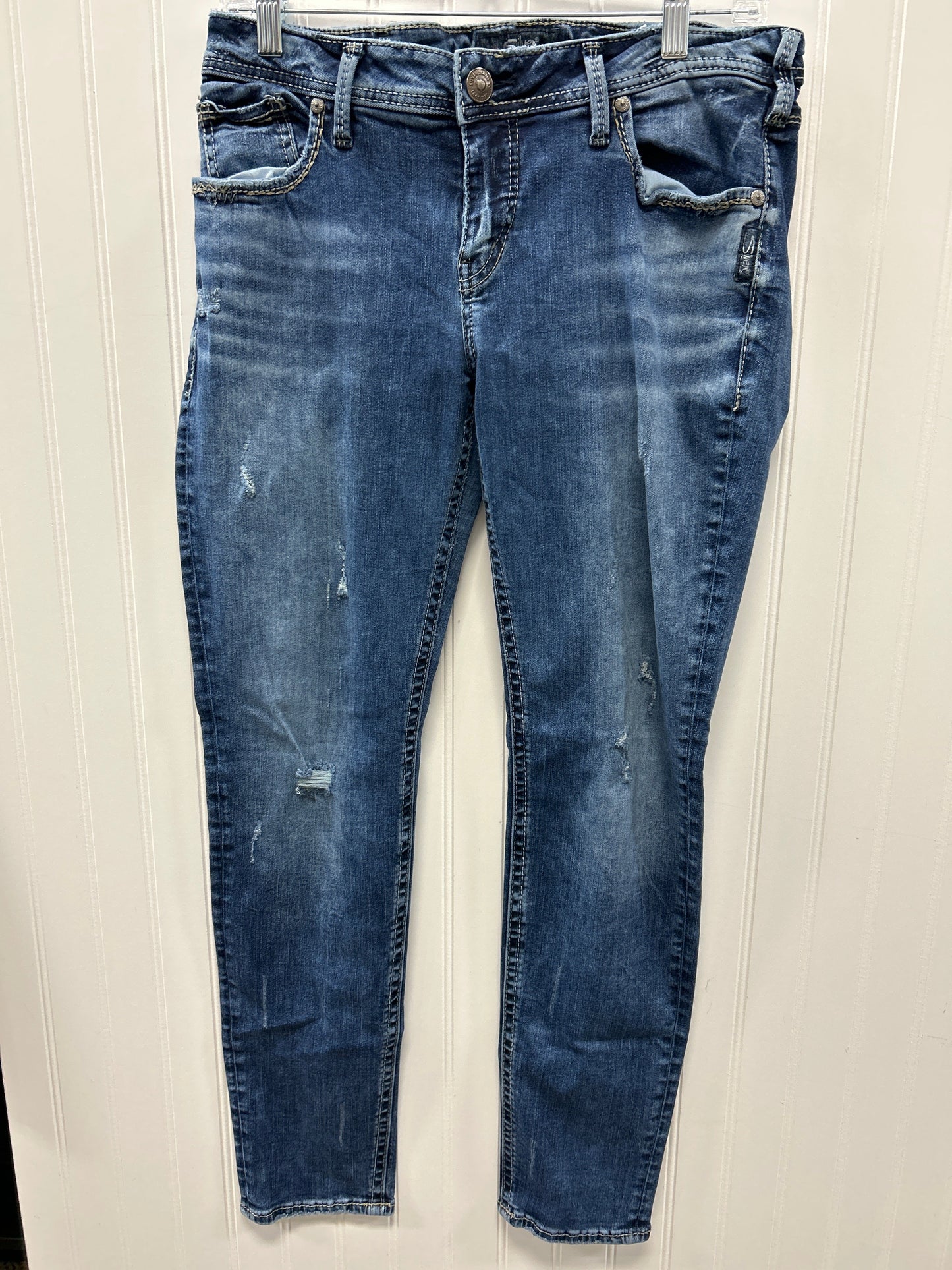 Jeans Skinny By Silver In Blue Denim, Size:10