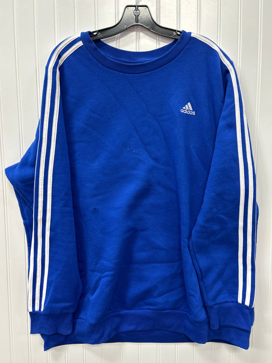 Athletic Top Ls Crewneck By Adidas In Blue, Size:3X