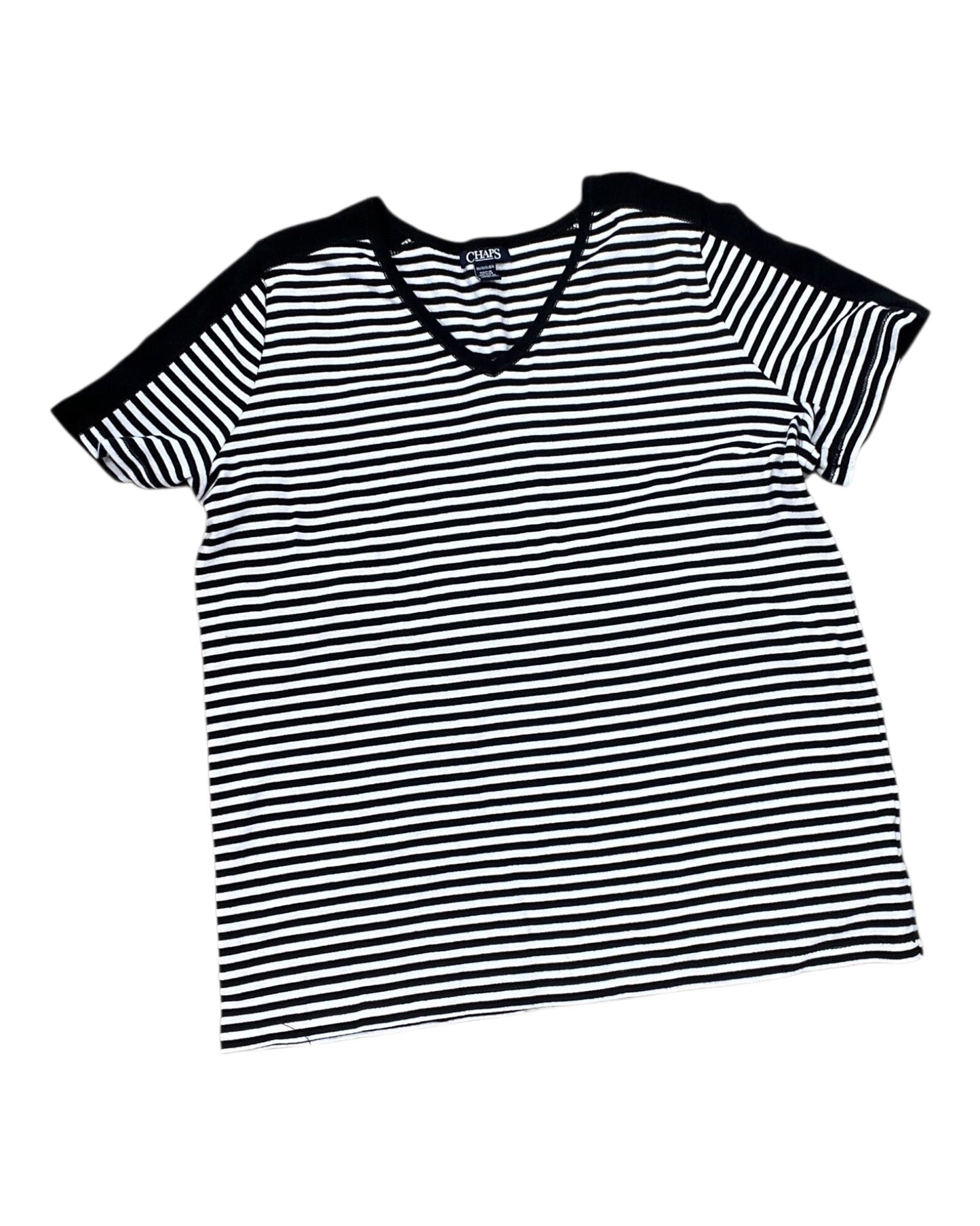 Top Ss By Chaps In Black & White, Size:1X