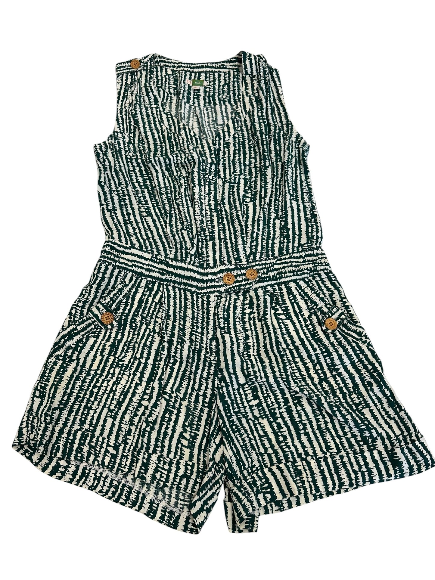 Romper By Anthropologie In Green & White, Size:S