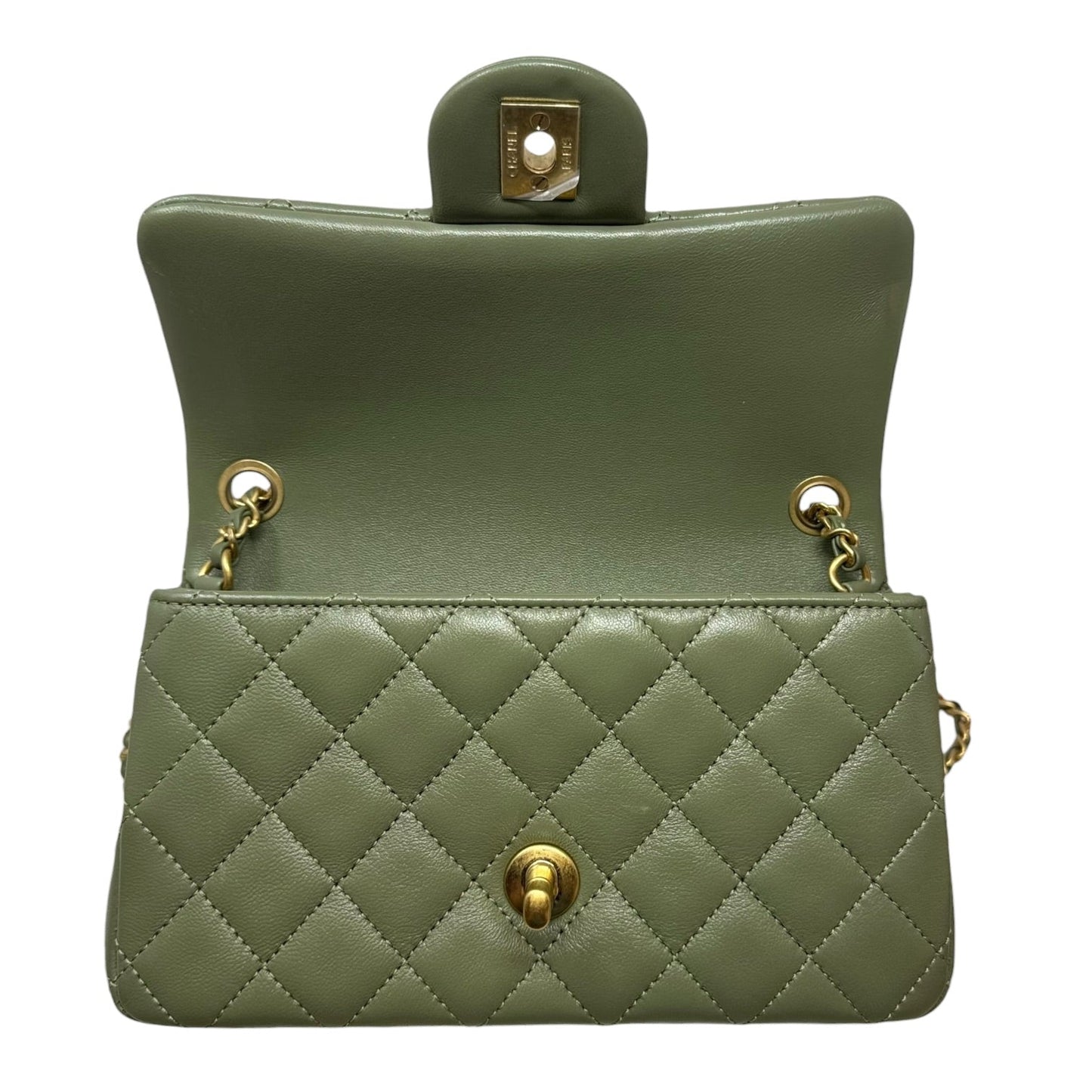 Quilted Lambskin Pearl Crush Mini Flap Handbag Luxury Designer By Chanel, Size: Small