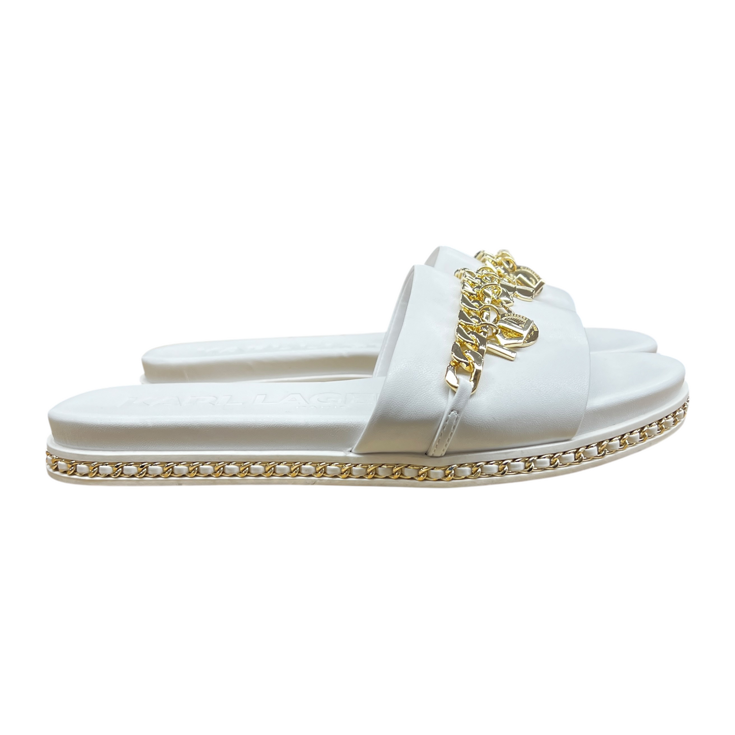 Sandals Designer By Karl Lagerfeld In White, Size:8
