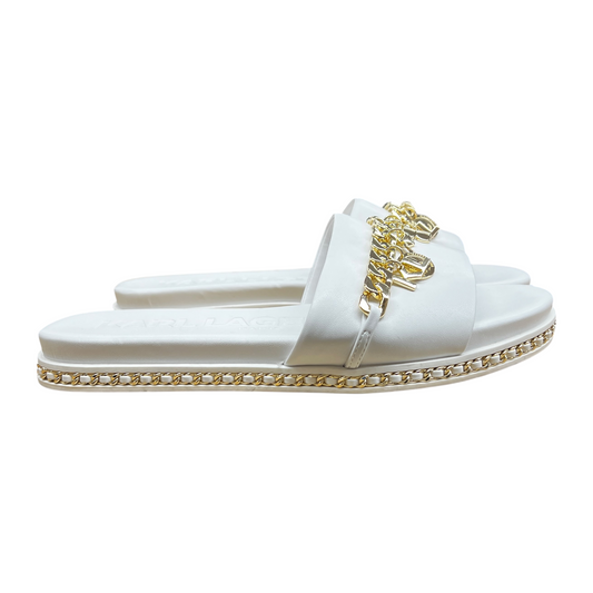 Sandals Designer By Karl Lagerfeld In White, Size:8