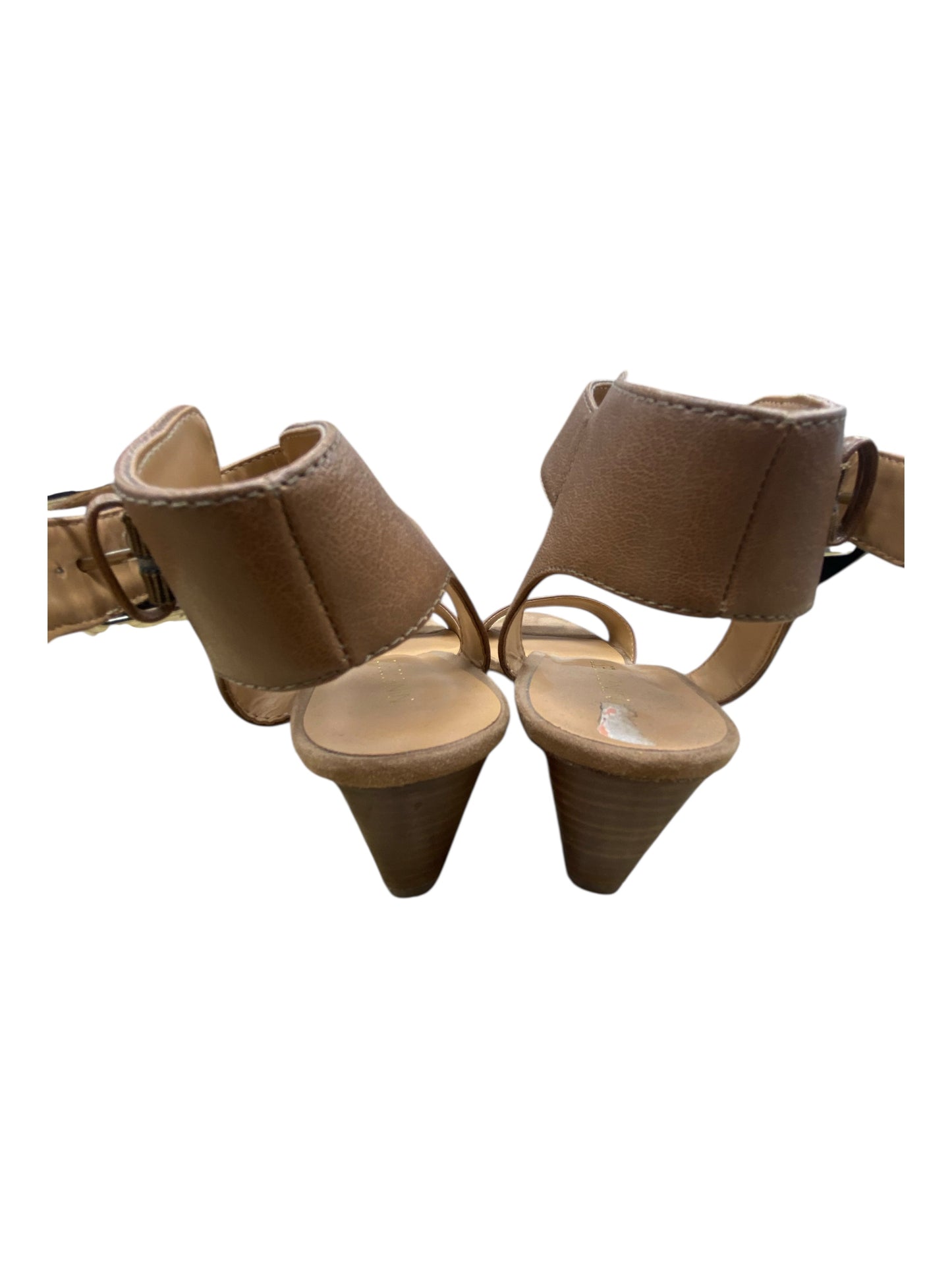 Sandals Heels Block By Nine West In Brown, Size:7