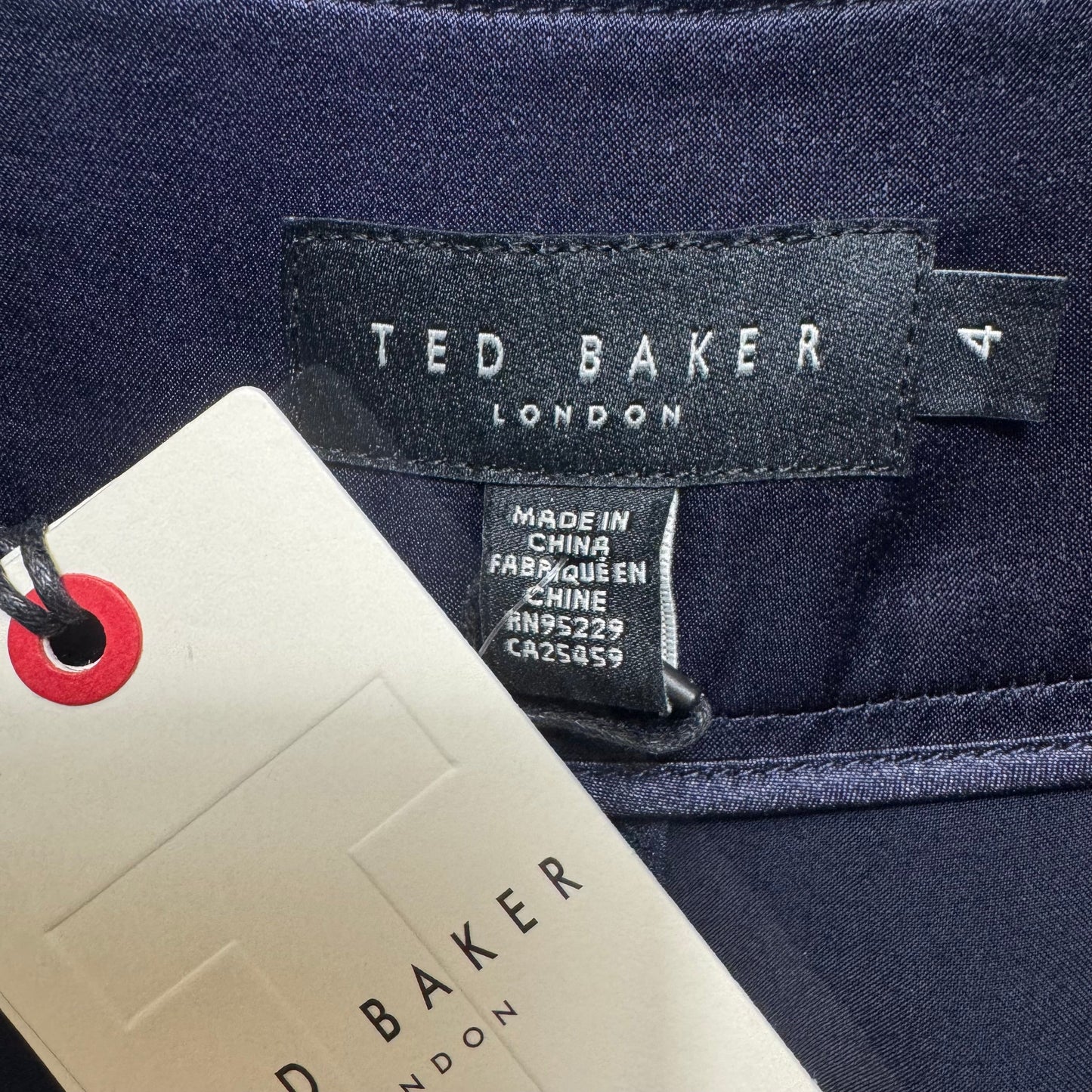 Satin Tailored Wide Leg Flood Length Trouser By Ted Baker In Navy, Size: 10