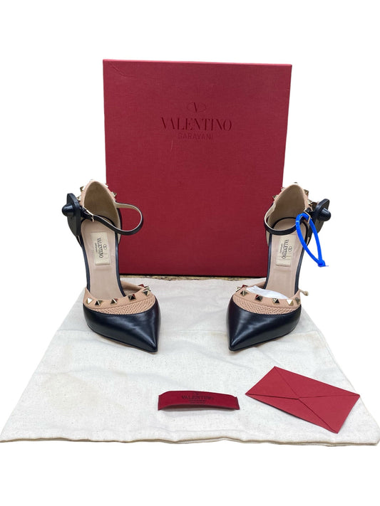Shoes Luxury Designer By Valentino-Garavani In Black & Brown, Size:5