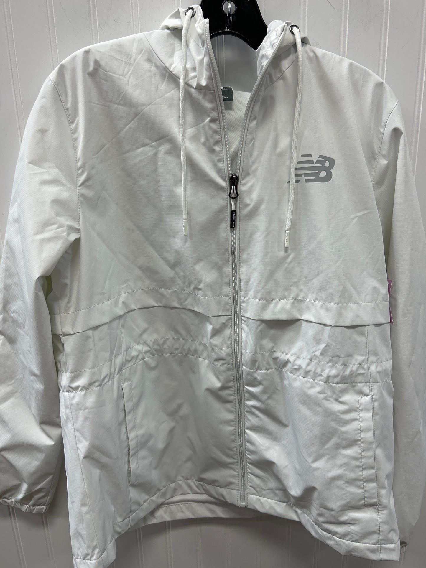 Athletic Jacket By New Balance In White, Size:L