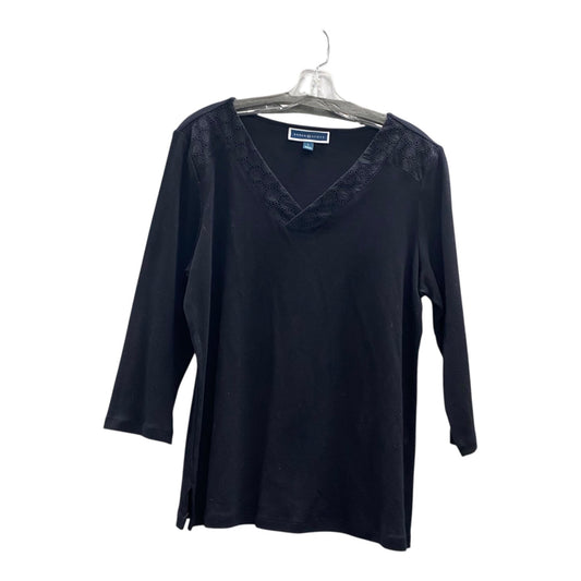 Top 3/4 Sleeve By Karen Scott In Black, Size:L