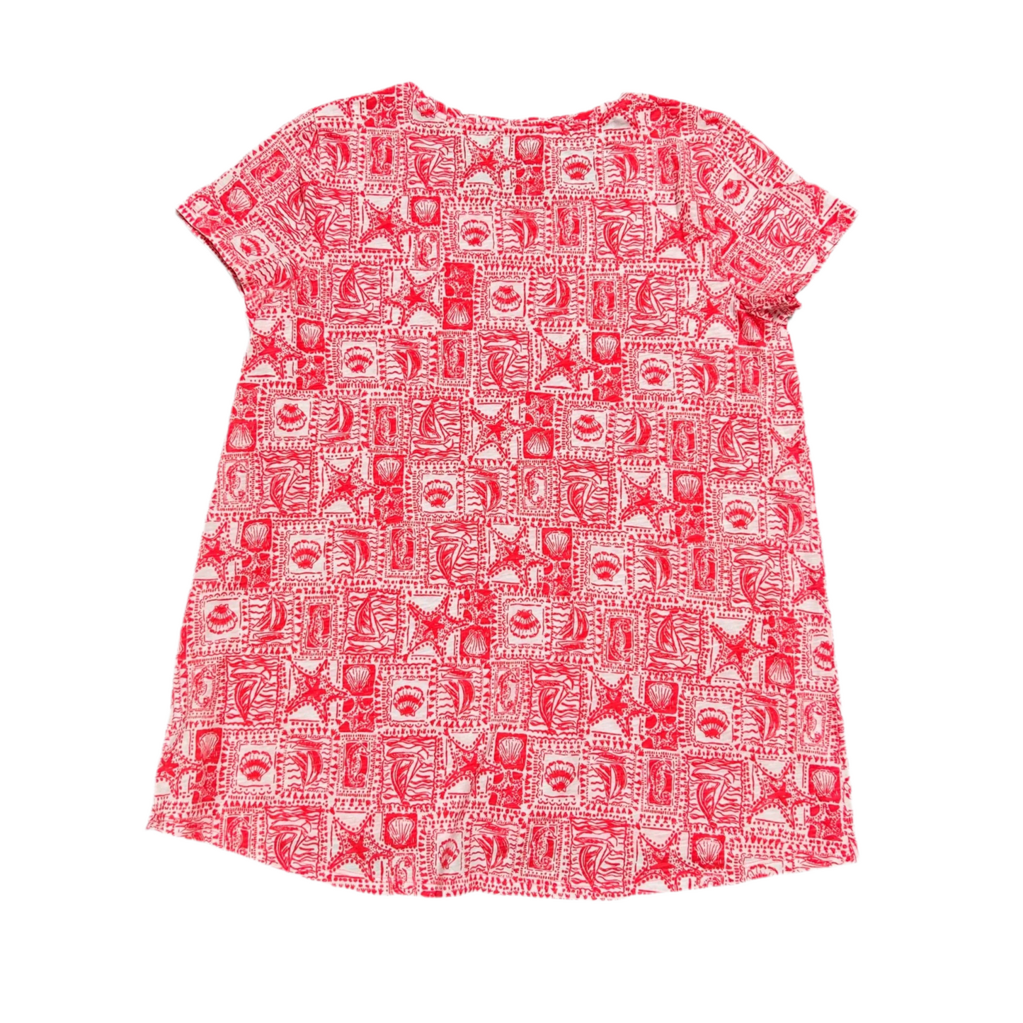 Top Short Sleeve Designer By Lilly Pulitzer In Red & White, Size: Xl