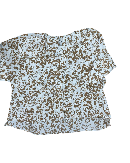 Top Ss By Worthington In Brown & Cream, Size:1X