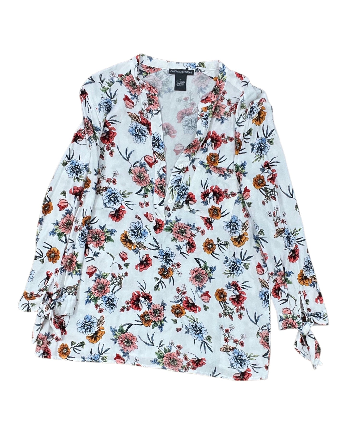 Top 3/4 Sleeve By Chelsea And Theodore In Cream & Red, Size:L