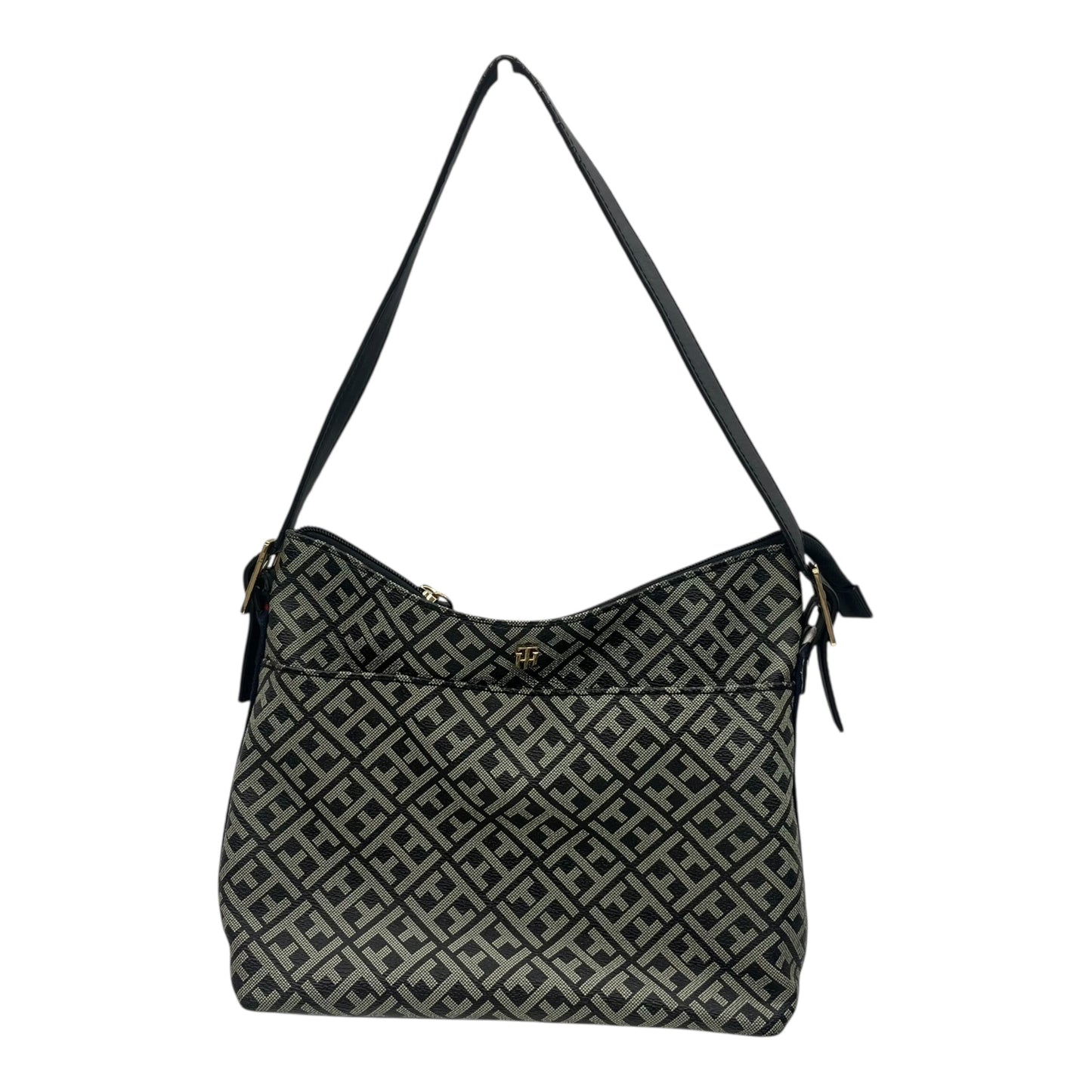 Handbag By Tommy Hilfiger In Black & Brown, Size:Medium