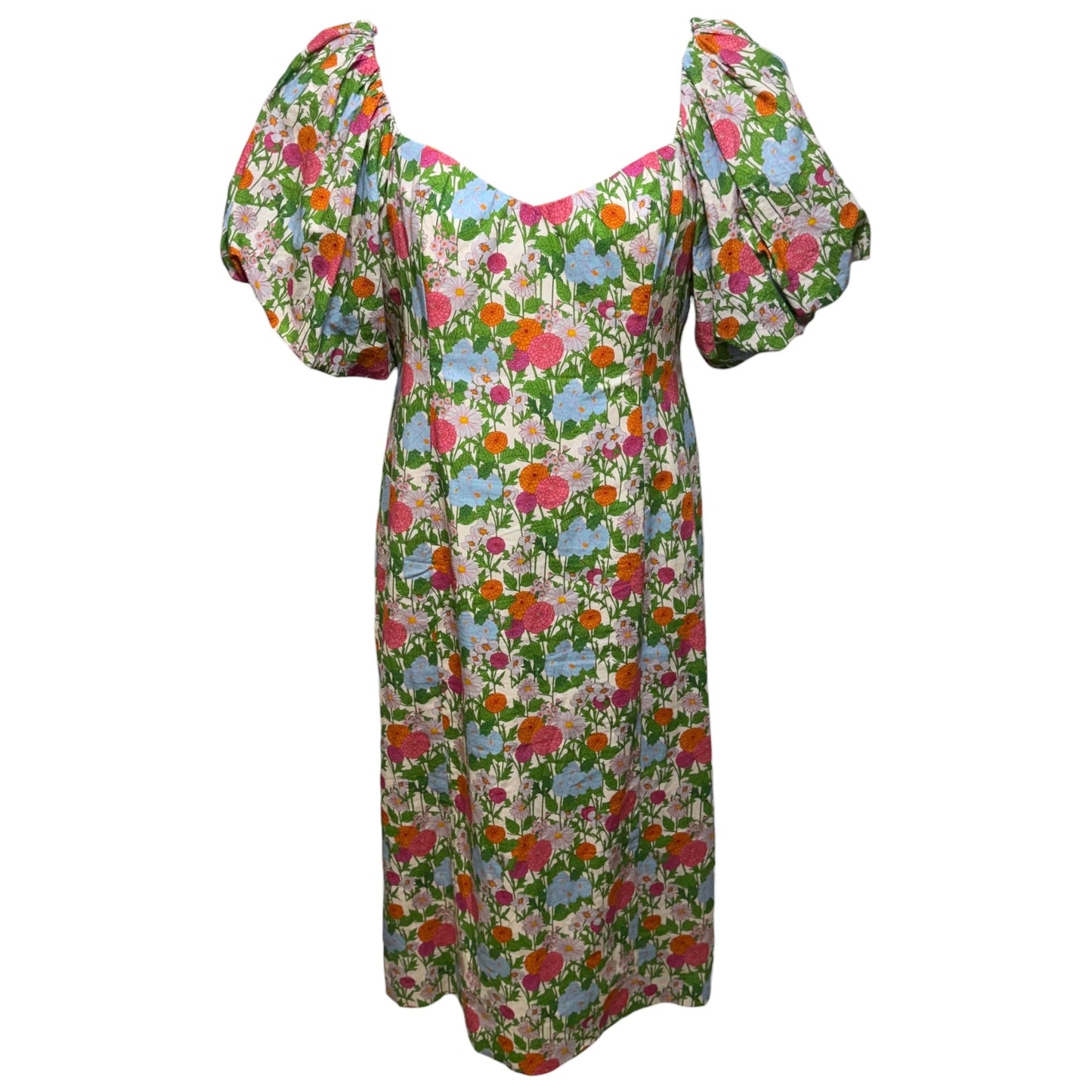 Sallie Midi Dress By Hyacinth House In Green Multi Begonia Floral Print, Size: XL