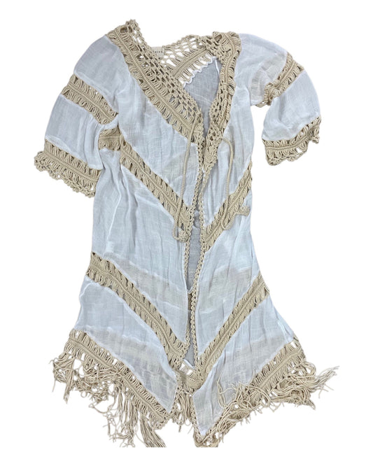 Cardigan By Dreamers In Cream & White, Size:M