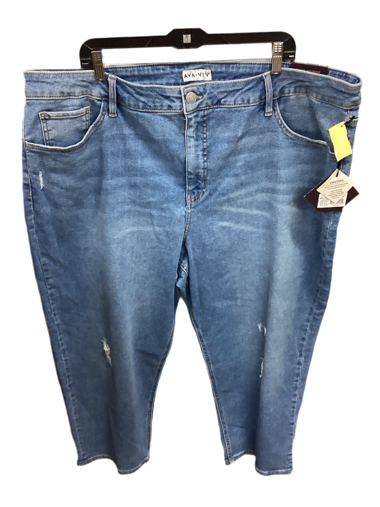 Jeans Straight By Ava & Viv In Blue Denim, Size:24