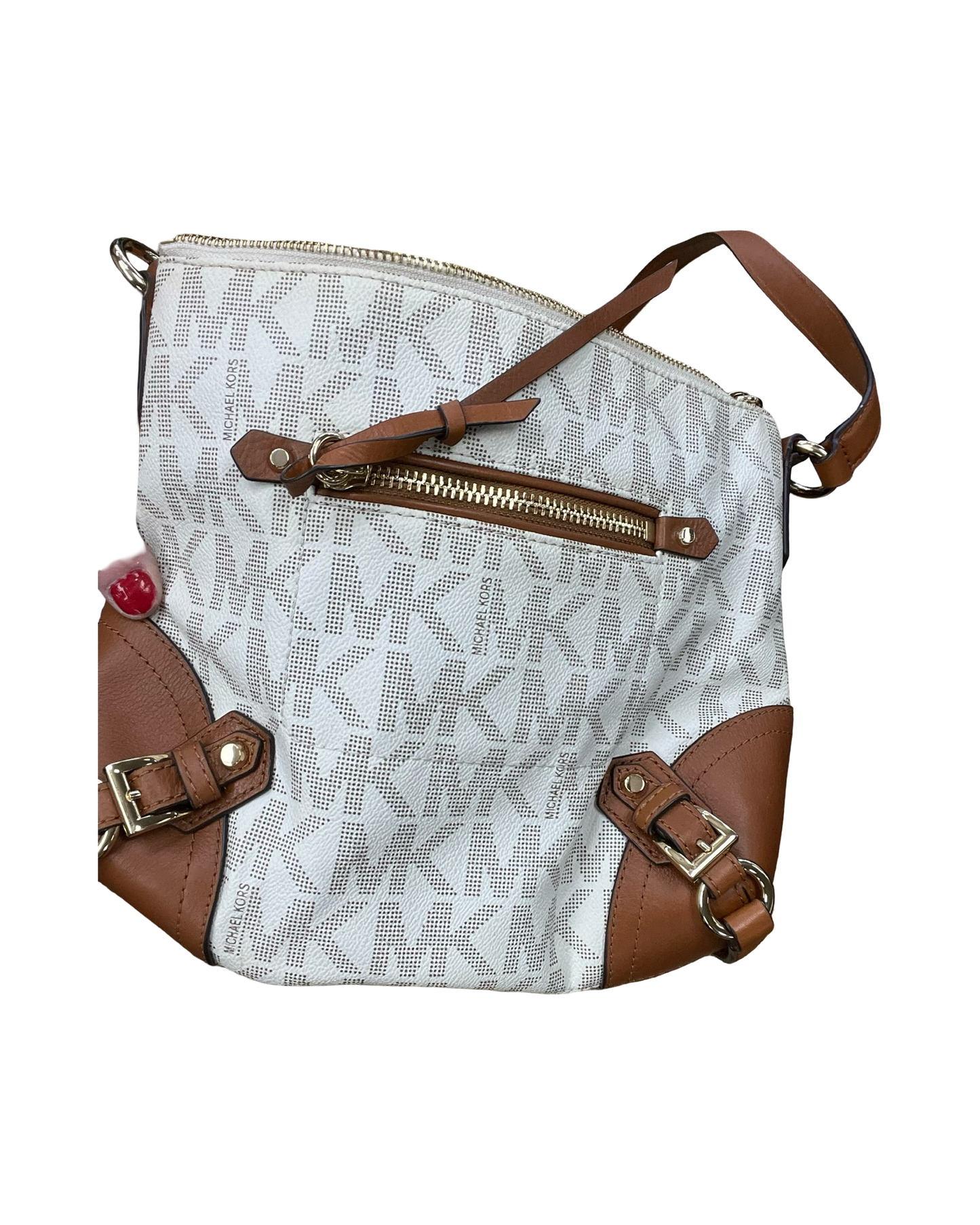 Crossbody Designer By Michael Kors In Cream & Tan, Size:Medium