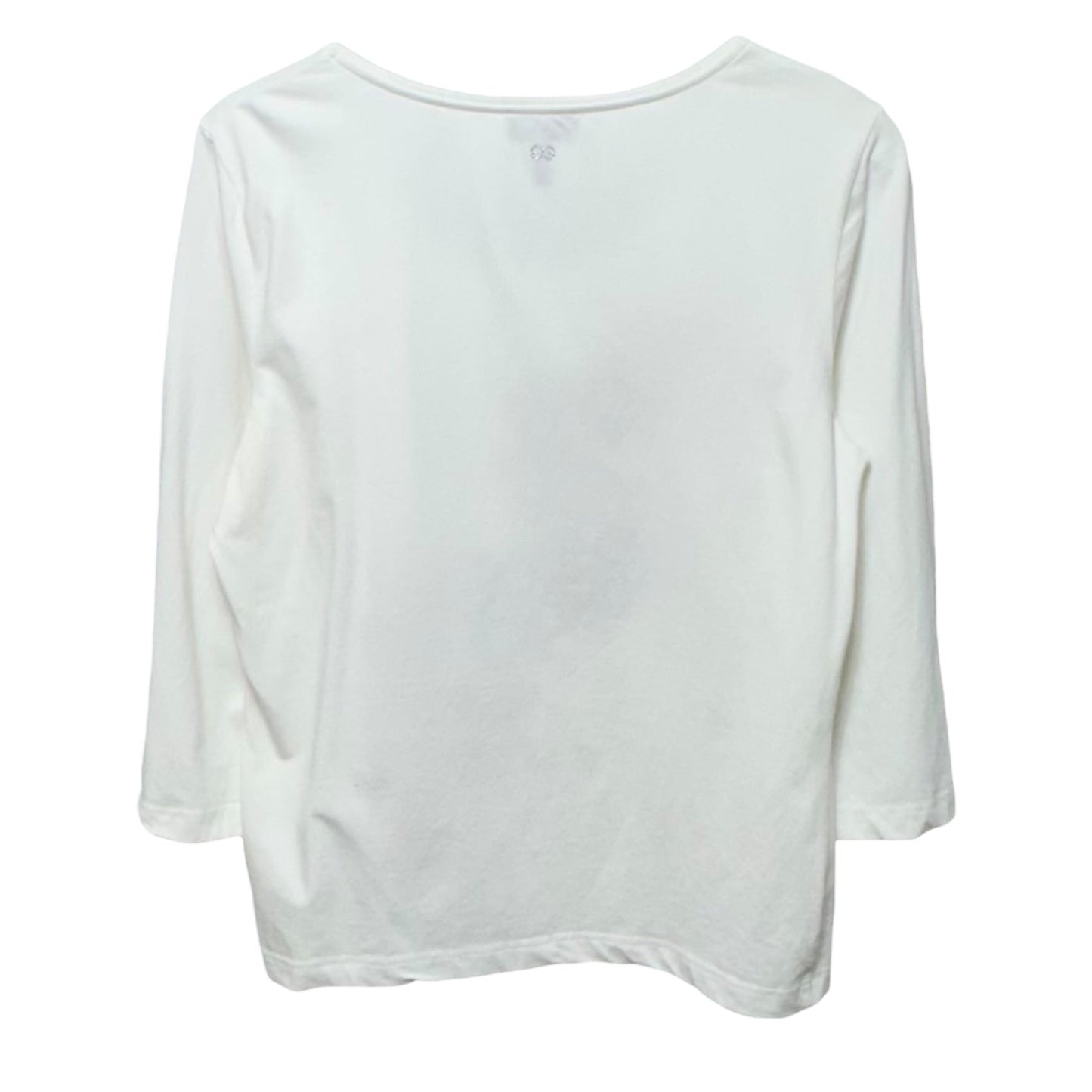 Top 3/4 Sleeve Designer By Escada In Red & White, Size: L