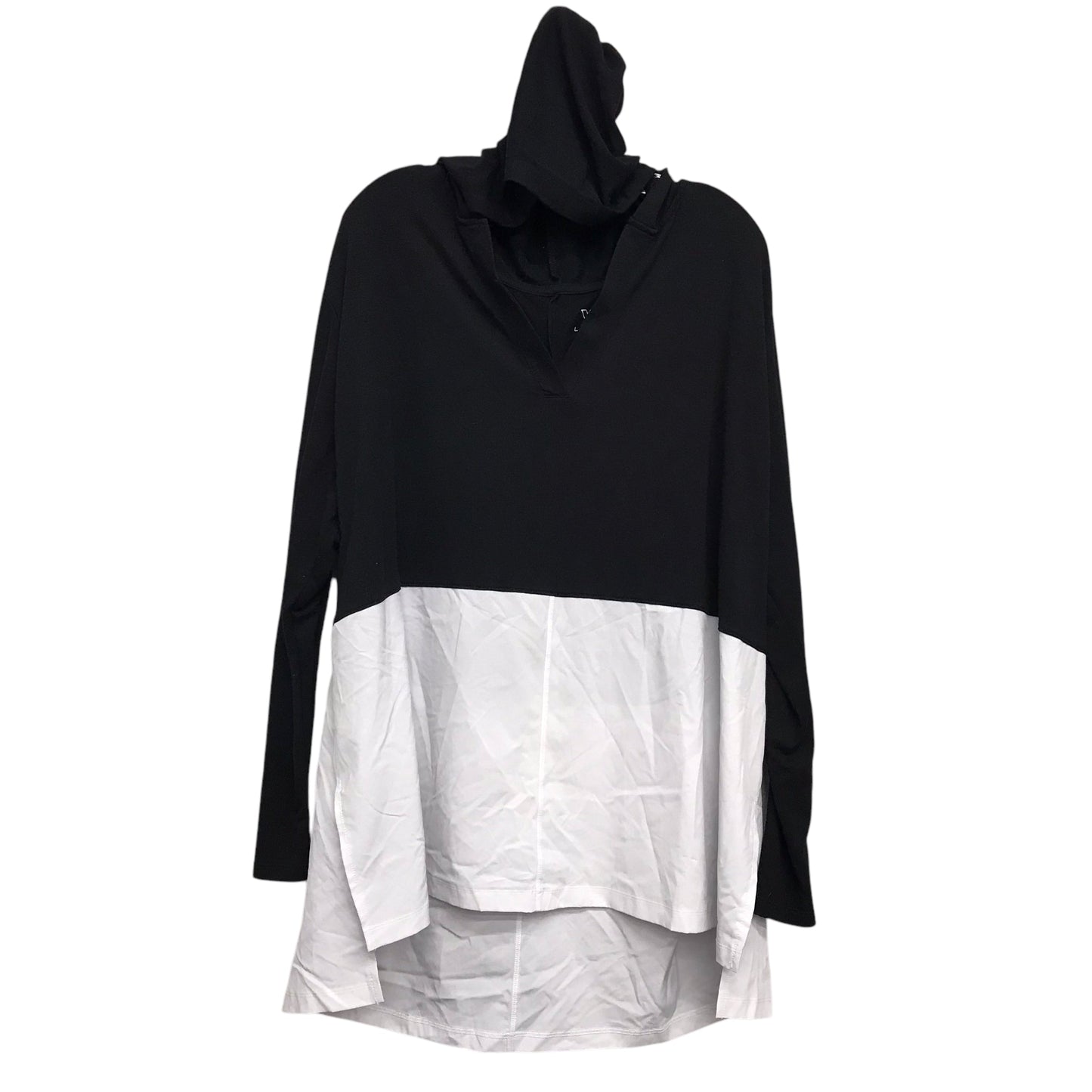 Athletic Sweatshirt Hoodie By Livi Active In Black & White, Size:1X