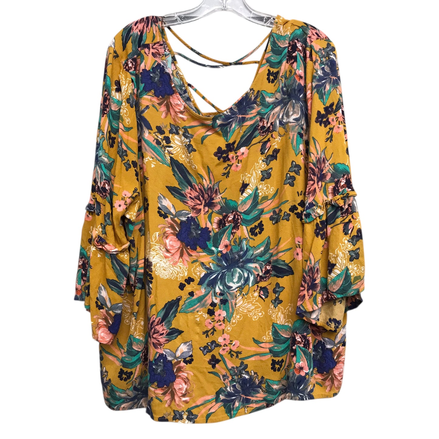 Top 3/4 Sleeve By Ava & Viv In Floral Print, Size:4X