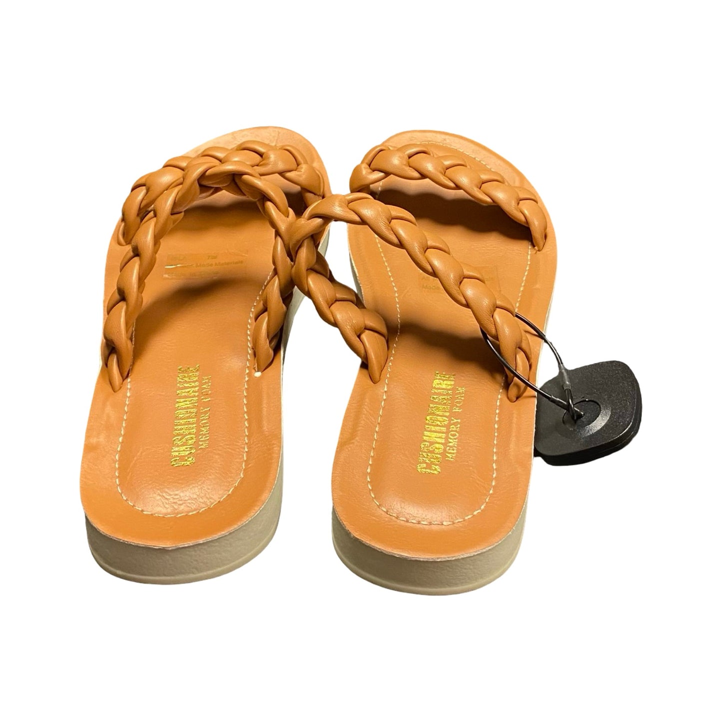 Sandals Flats By Cushionaire In Tan, Size:7.5