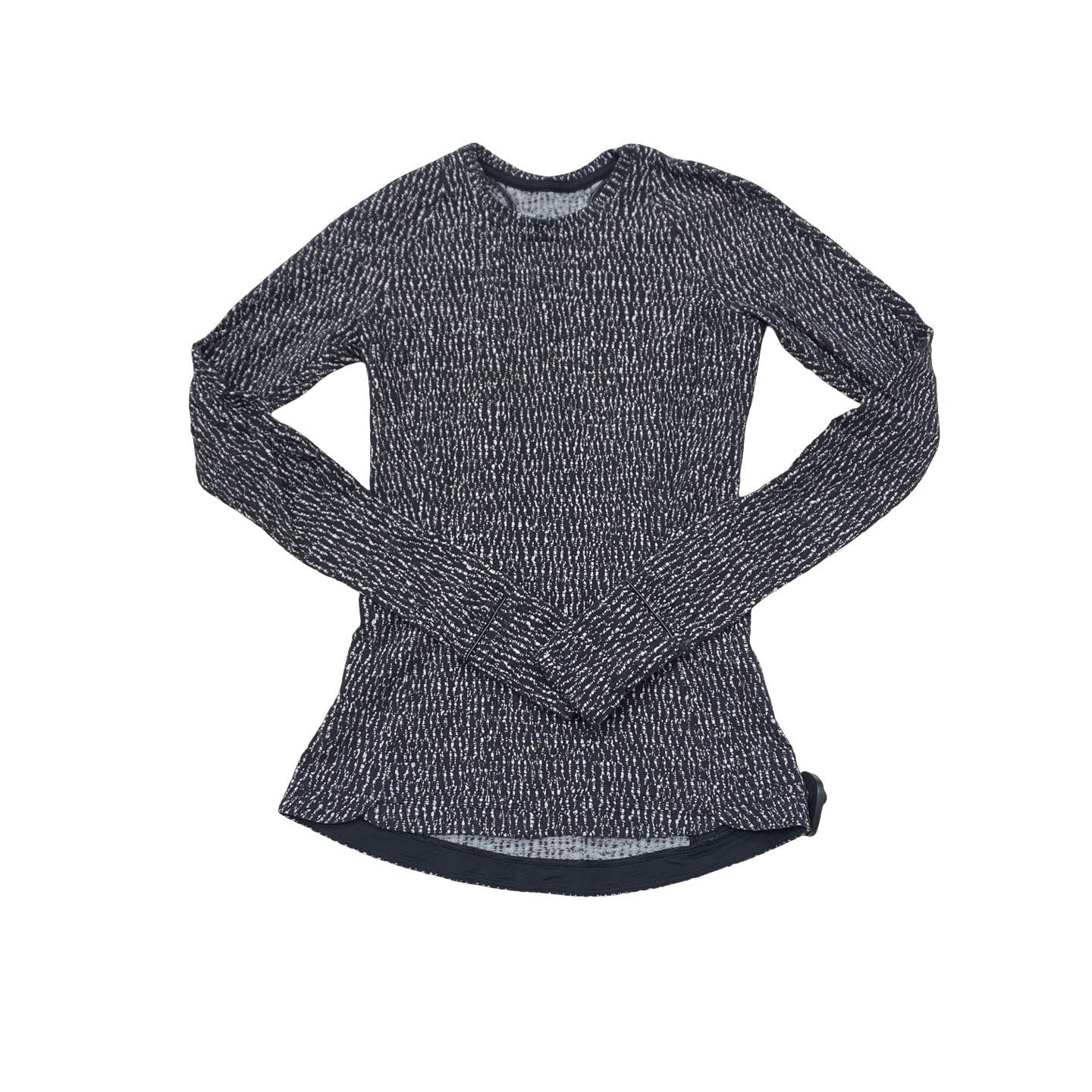Athletic Top Ls Crewneck By Lululemon In Black & White, Size:4