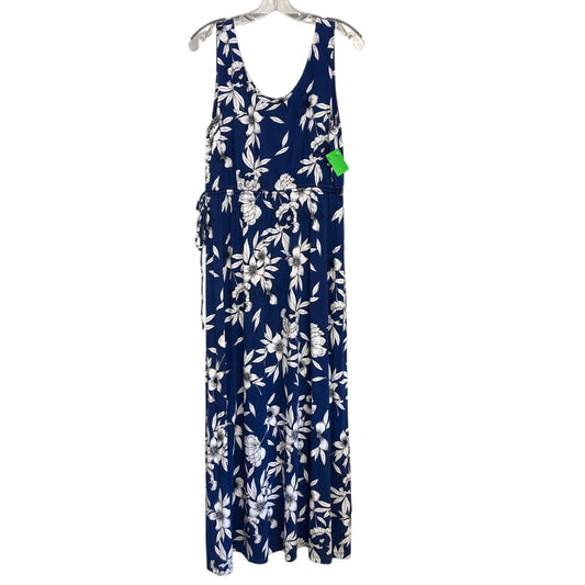 Dress Casual Maxi By Nicole Miller In Blue & White, Size:L