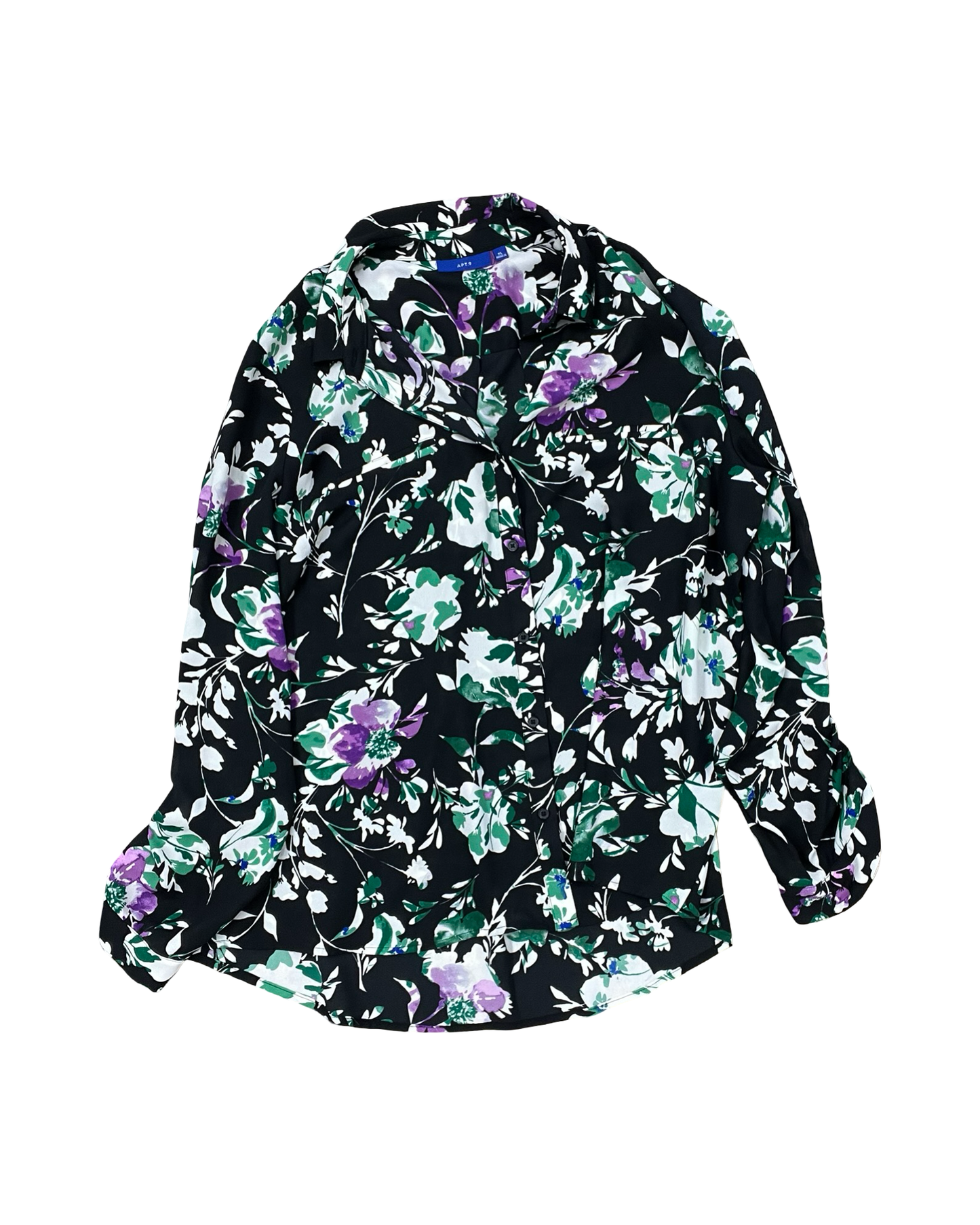 Blouse Ls By Apt 9 In Black & Green, Size:Xl
