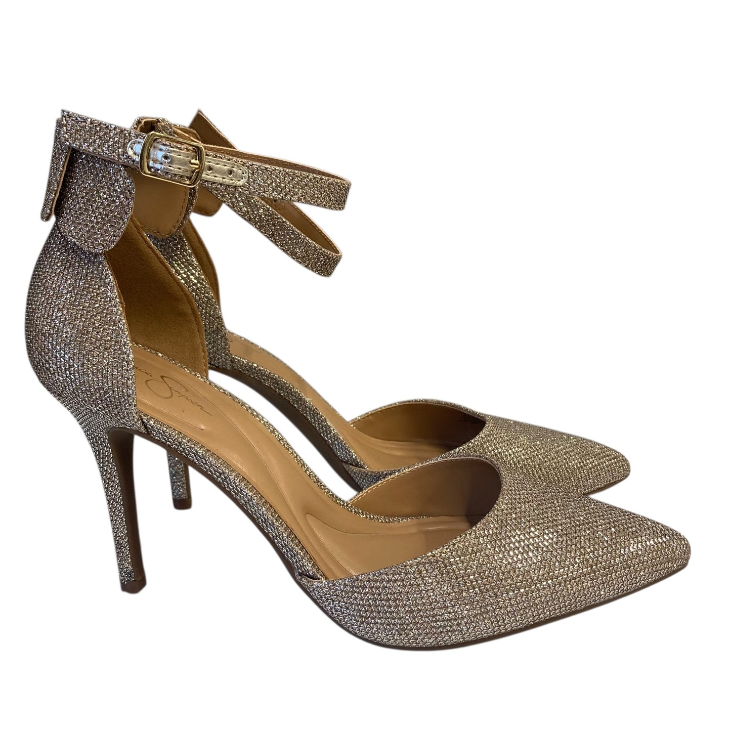 Shoes Heels Stiletto By Jessica Simpson In Gold, Size:8