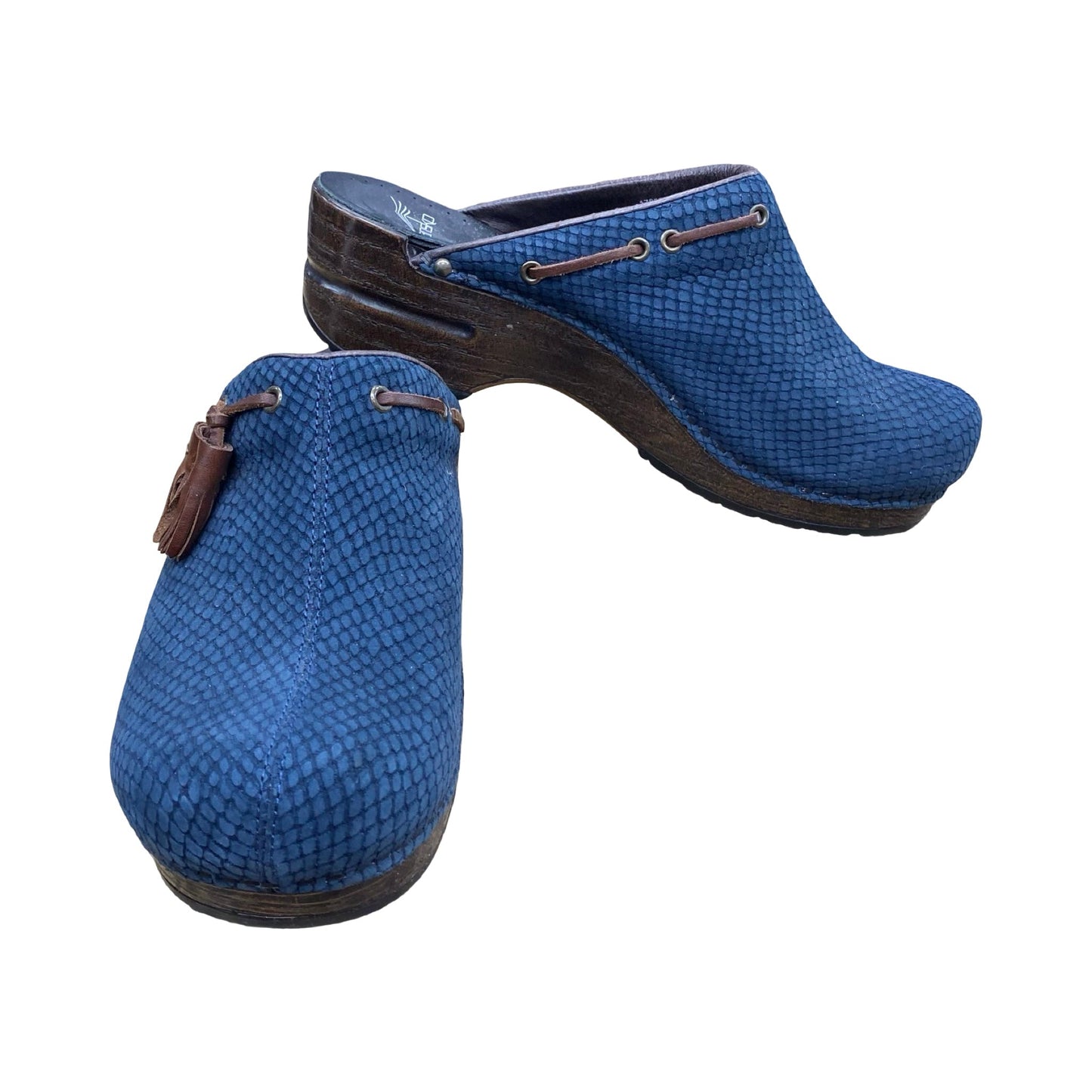 Shoes Heels Block By Dansko In Blue & Brown, Size:8.5