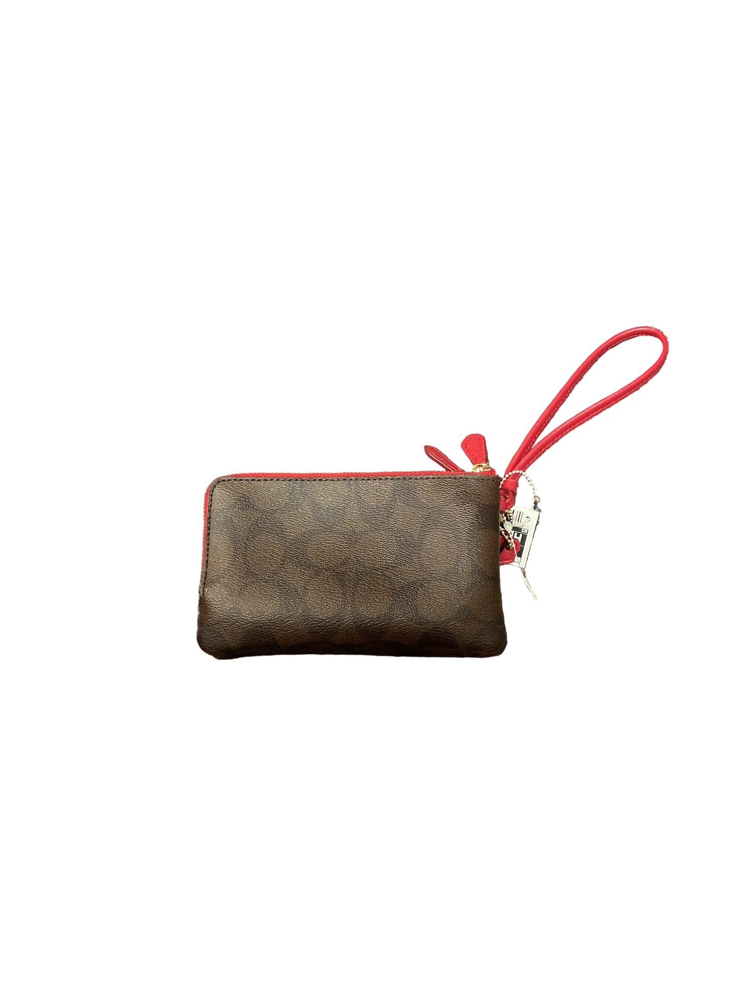 Wristlet Designer By Coach In Brown & Red, Size:Medium
