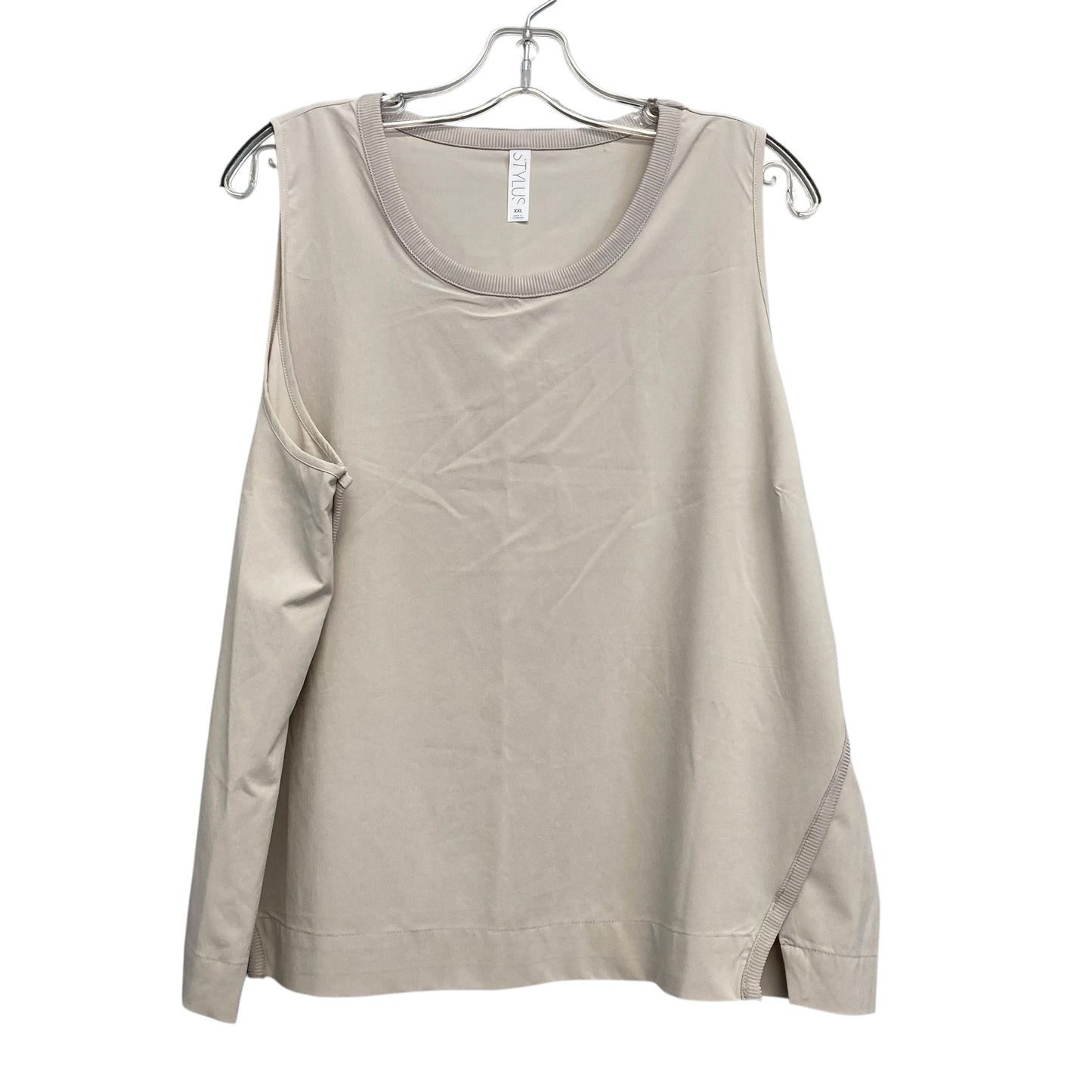 Top Sleeveless Basic By Stylus In Tan, Size:1X