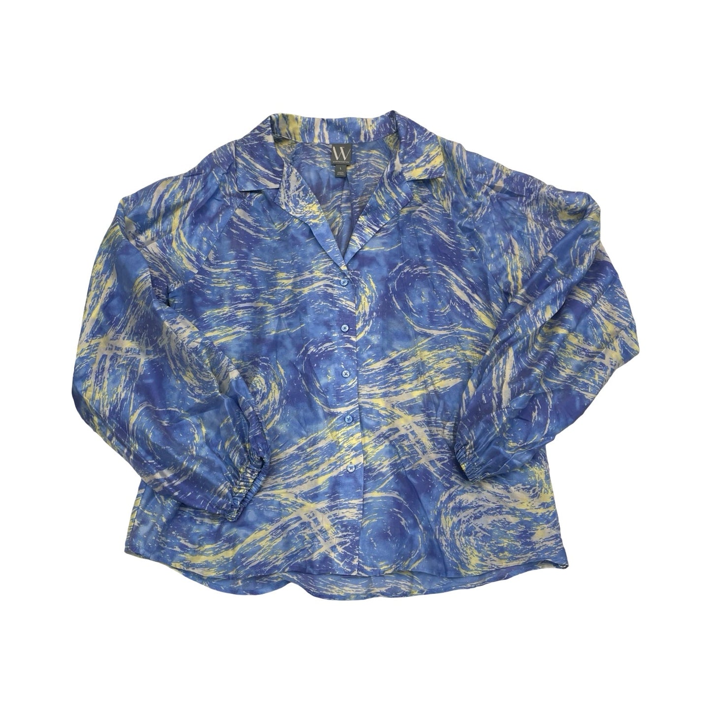 Top Ls By Worthington In Blue & Yellow, Size:L