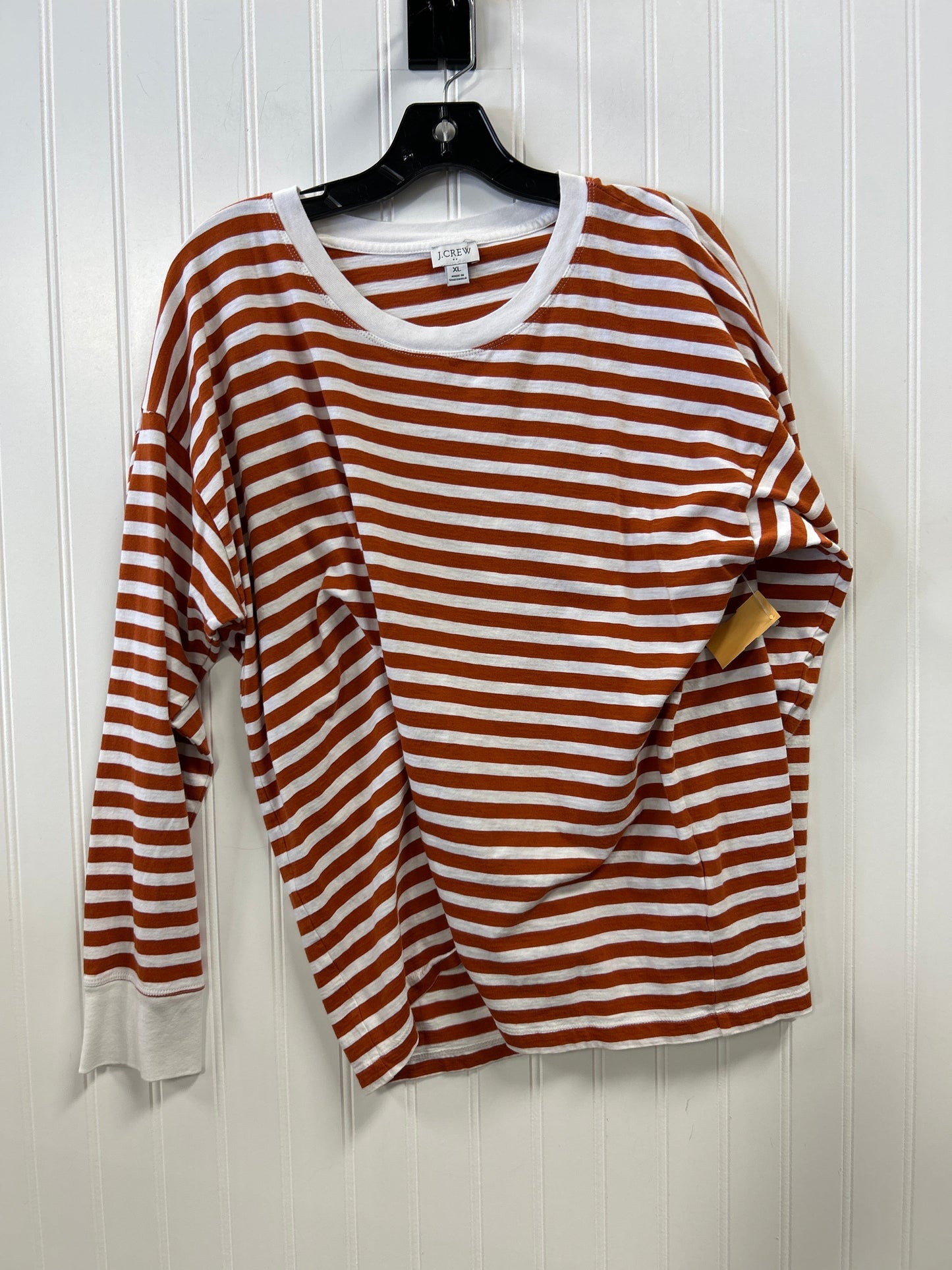 Top Ls By J. Crew In Orange & White, Size:Xl