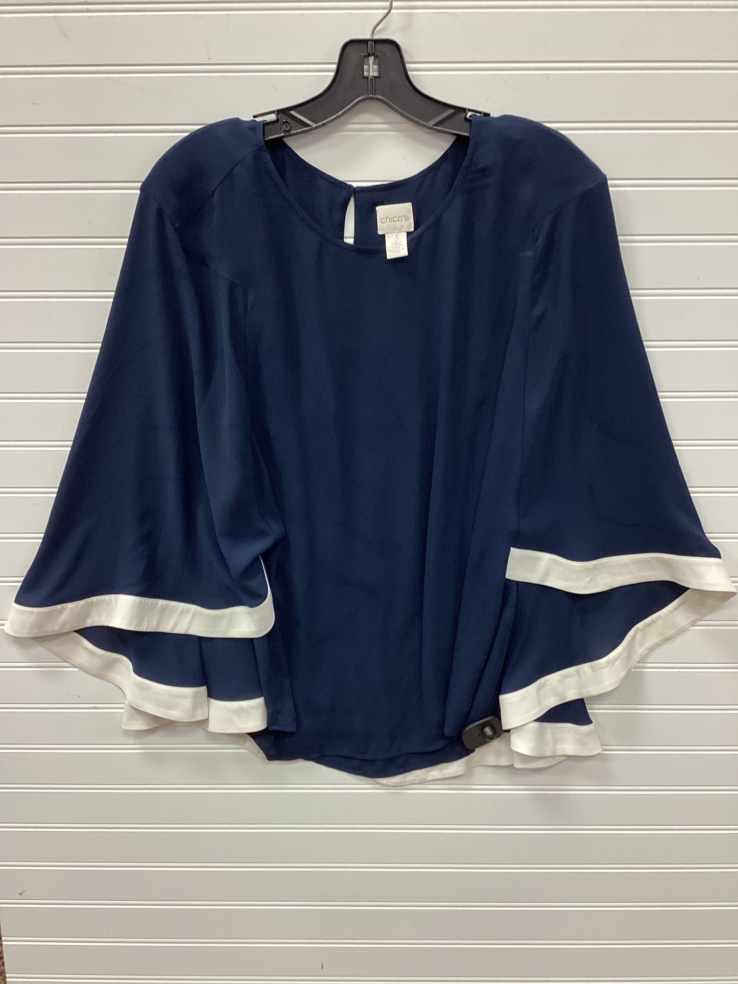 Blouse Ss By Chicos In Navy, Size:L
