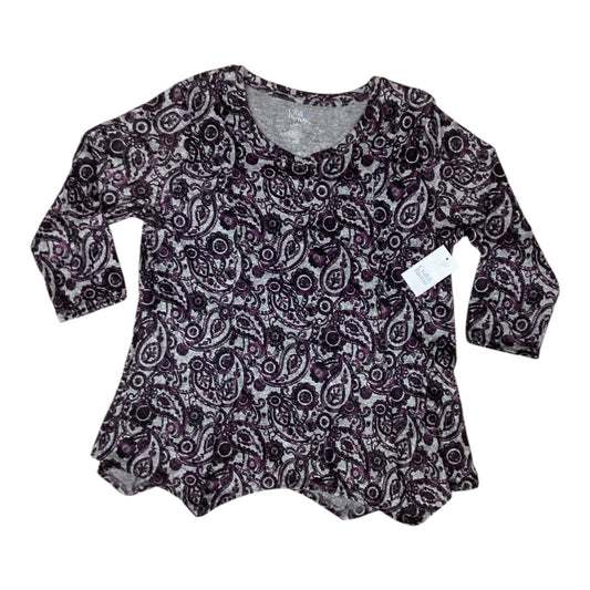 Top 3/4 Sleeve By Croft And Barrow In Grey & Purple, Size:L