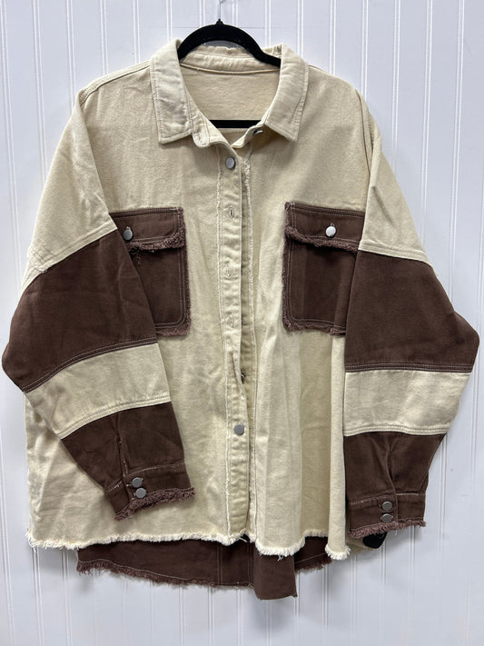 Jacket Denim By Cmc In Brown & Cream, Size:2X