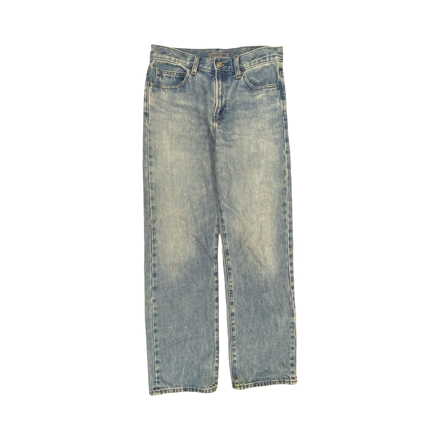 Jeans Straight By Uniqlo In Blue Denim, Size:4