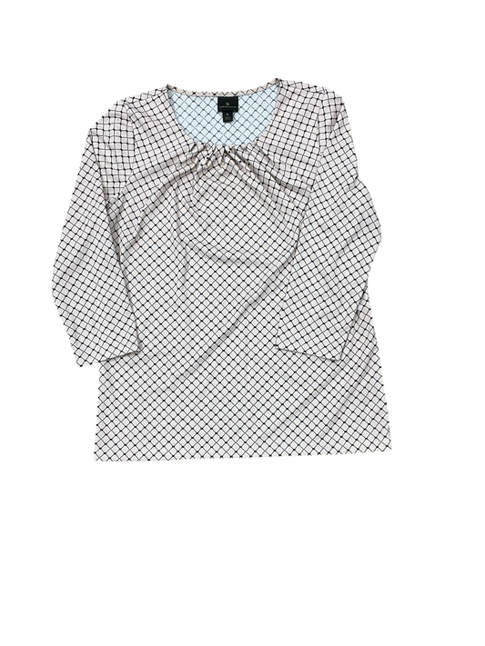 Top 3/4 Sleeve By Worthington In Black & Cream, Size:S