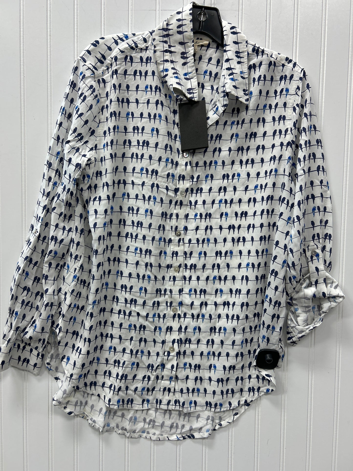 Blouse 3/4 Sleeve By Jane And Delancey In Blue & White, Size:M