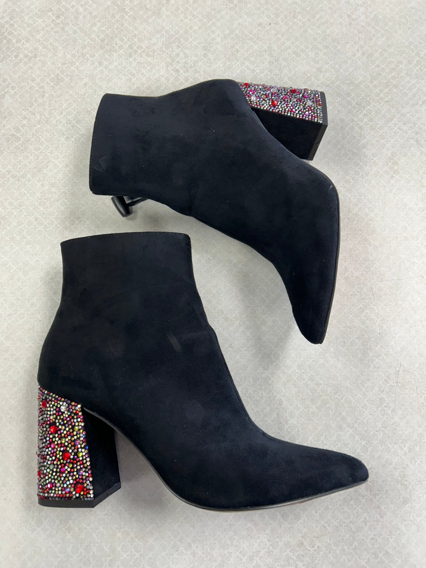 Boots Ankle Heels By Betsey Johnson In Black, Size:7.5