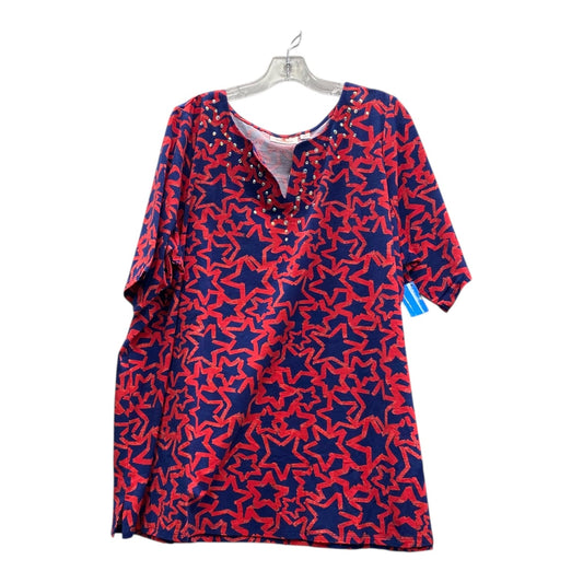 Top Ss By Quaker Factory In Blue & Red, Size:3X