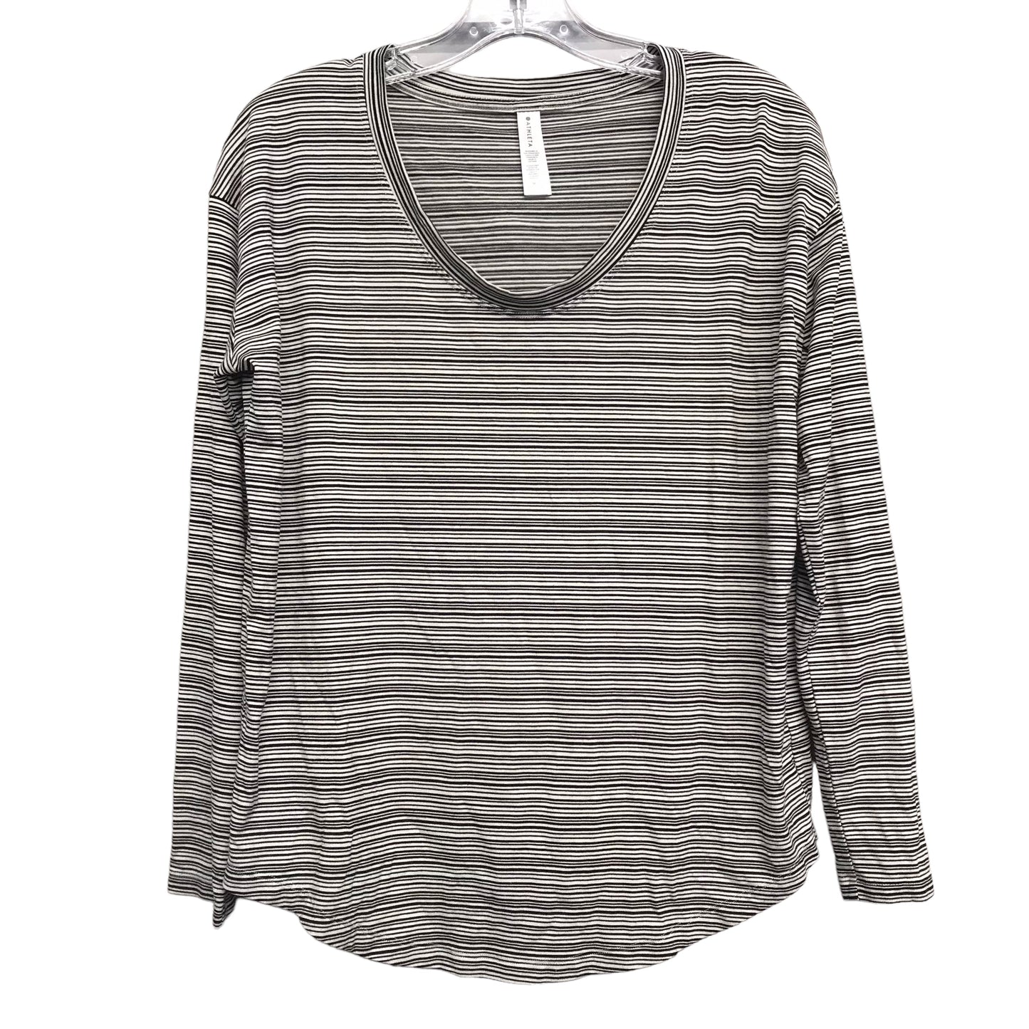 STRIPED PATTERN ATHLETIC TOP LS CREWNECK by ATHLETA Size:M