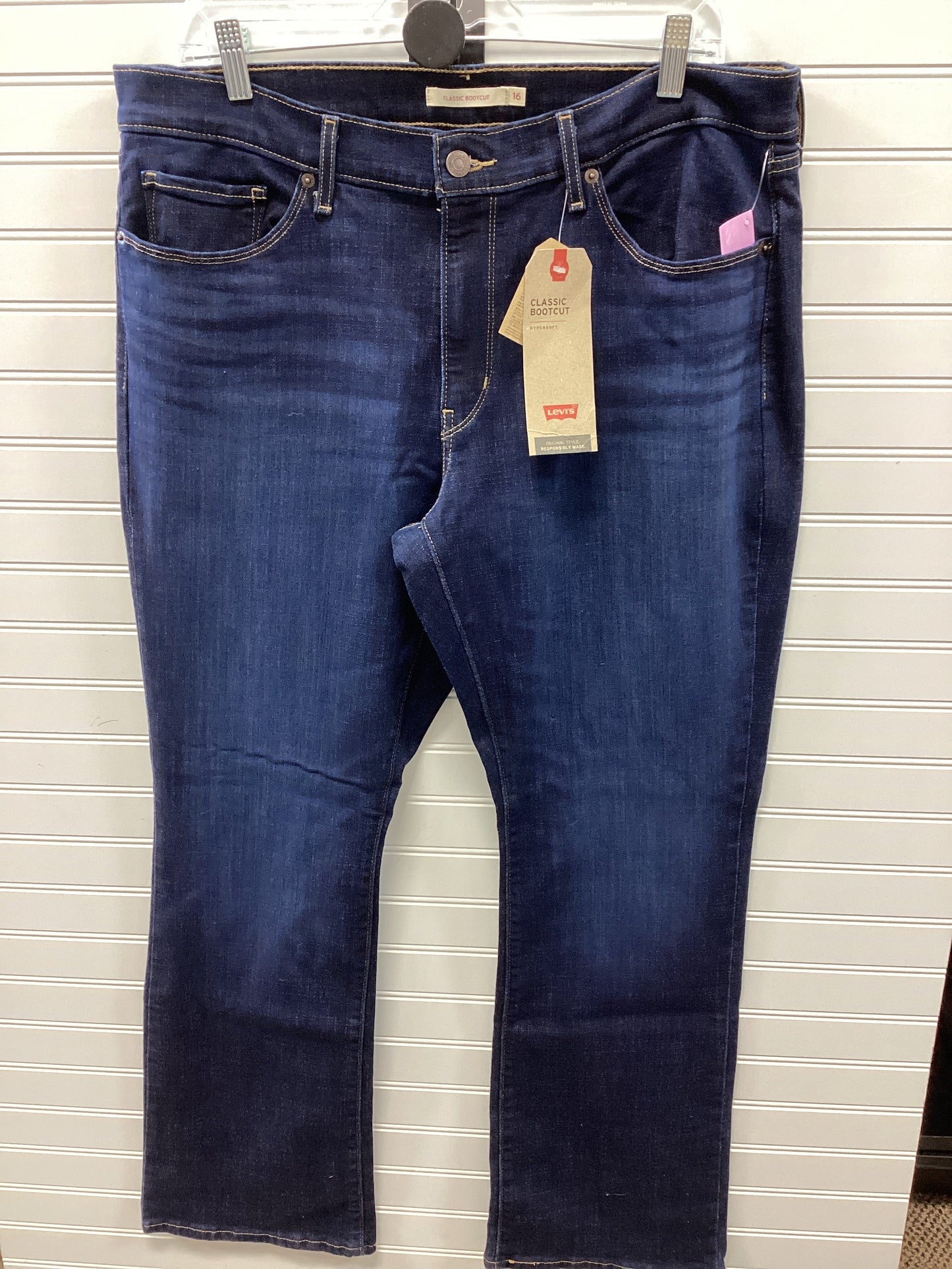 Jeans Boot Cut By Levis Signature In Blue Denim, Size:16